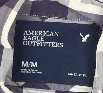 American Eagle Outfitters Men's Blue Check Long Sleeve Shirt M