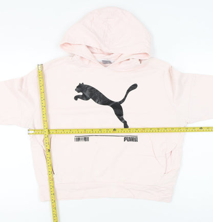 Puma Women Pink Pullover Hoodie Small Logo Graphic Sportswear