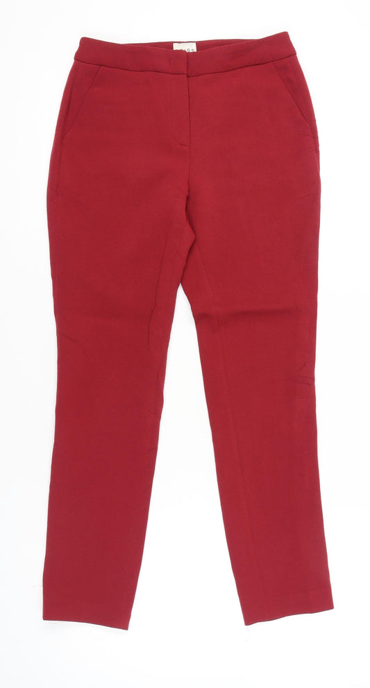 Reiss Womens Red Slim Fit Straight Leg Trousers Size 6