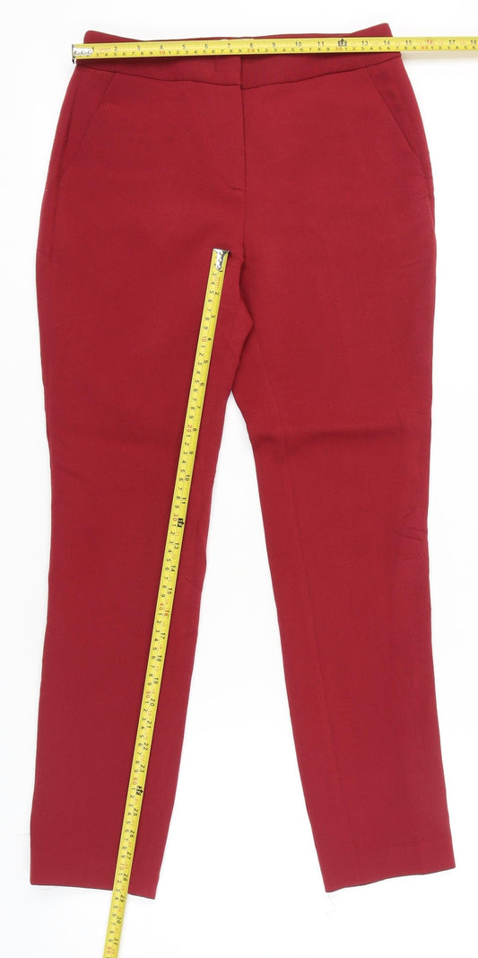 Reiss Womens Red Slim Fit Straight Leg Trousers Size 6