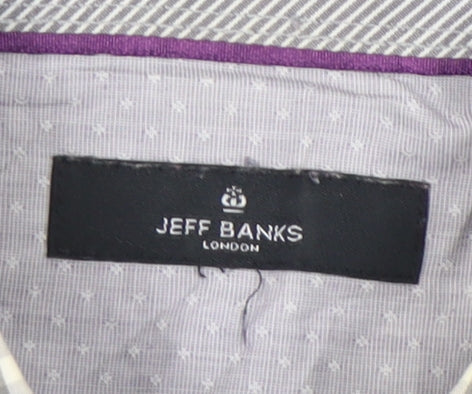 Jeff Banks Men’s Grey Check Short Sleeve Button-Up Shirt S 38in