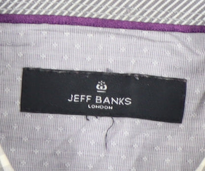 Jeff Banks Men’s Grey Check Short Sleeve Button-Up Shirt S 38in