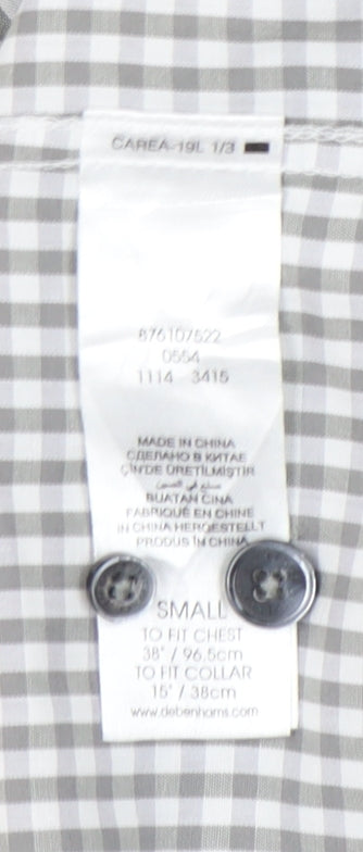 Jeff Banks Men’s Grey Check Short Sleeve Button-Up Shirt S 38in