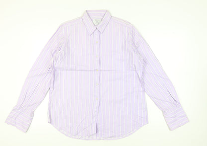T.M.Lewin Men’s Purple Striped 18 Long Sleeve Cotton Dress Shirt