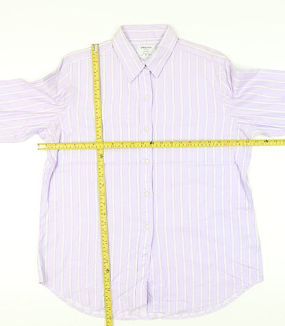 T.M.Lewin Men’s Purple Striped 18 Long Sleeve Cotton Dress Shirt