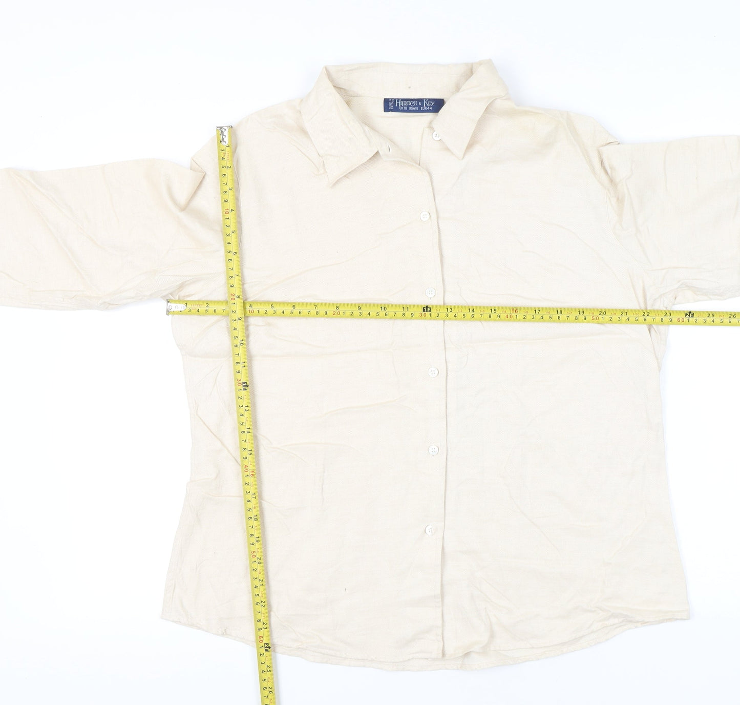 Womens UK Size 18 Hilditch & Key Beige Classic Button-Up