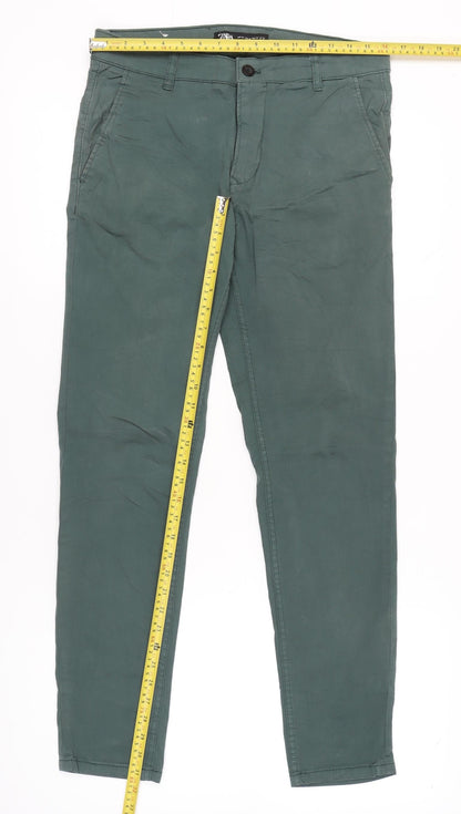 Zara Womens Green Size 12 Straight Leg Jeans Cotton Blend
