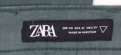 Zara Womens Green Size 12 Straight Leg Jeans Cotton Blend