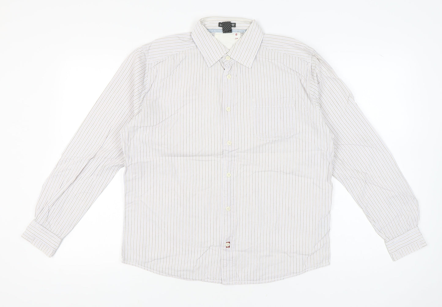 White Stuff Men's White Striped Cotton Long Sleeve Shirt Size S