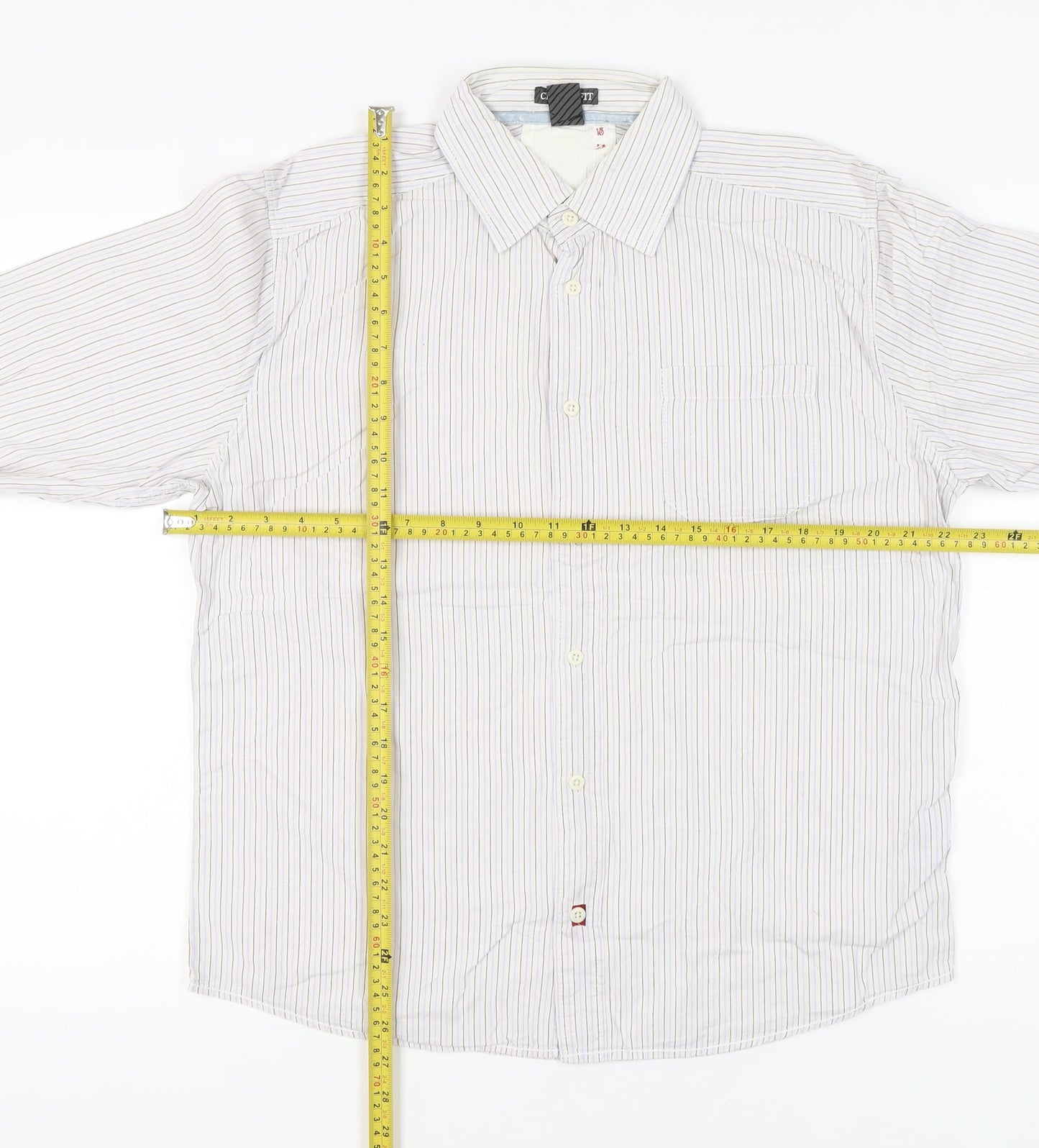 White Stuff Men's White Striped Cotton Long Sleeve Shirt Size S