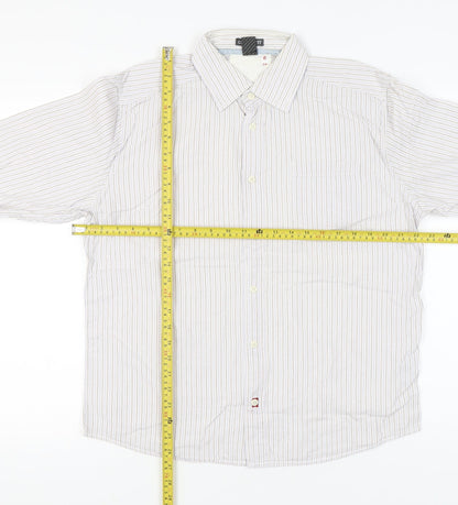 White Stuff Men's White Striped Cotton Long Sleeve Shirt Size S