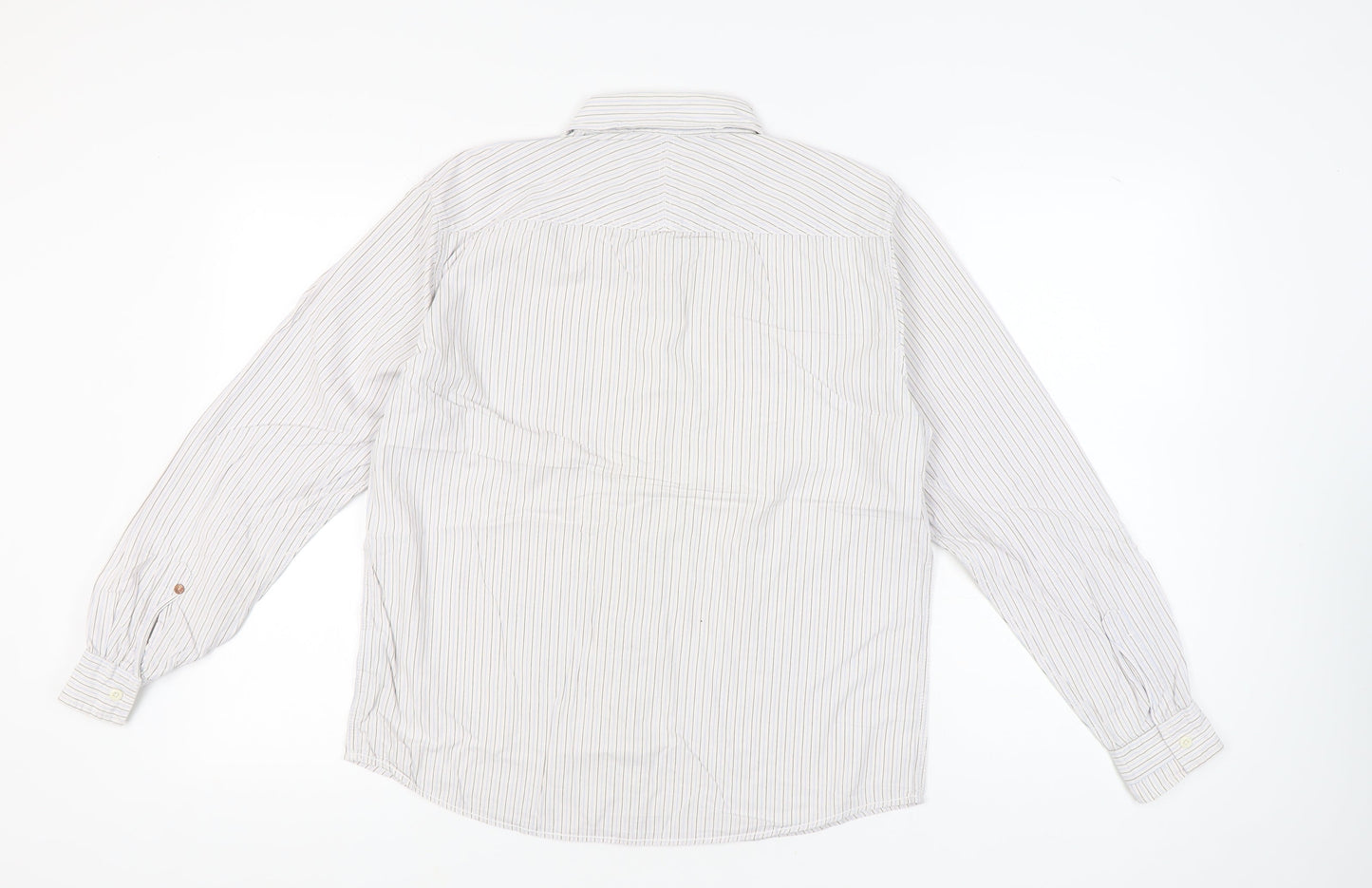 White Stuff Men's White Striped Cotton Long Sleeve Shirt Size S