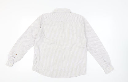 White Stuff Men's White Striped Cotton Long Sleeve Shirt Size S