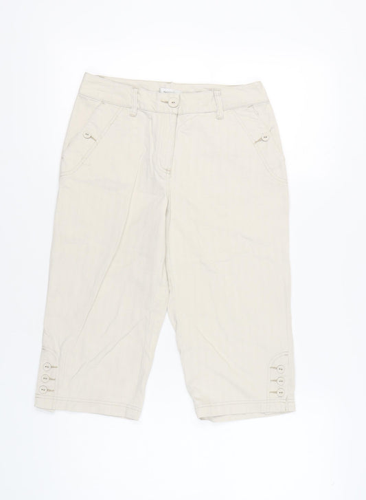 Van Heusen Womens Beige Capri Trousers Size 6 Cotton Casual