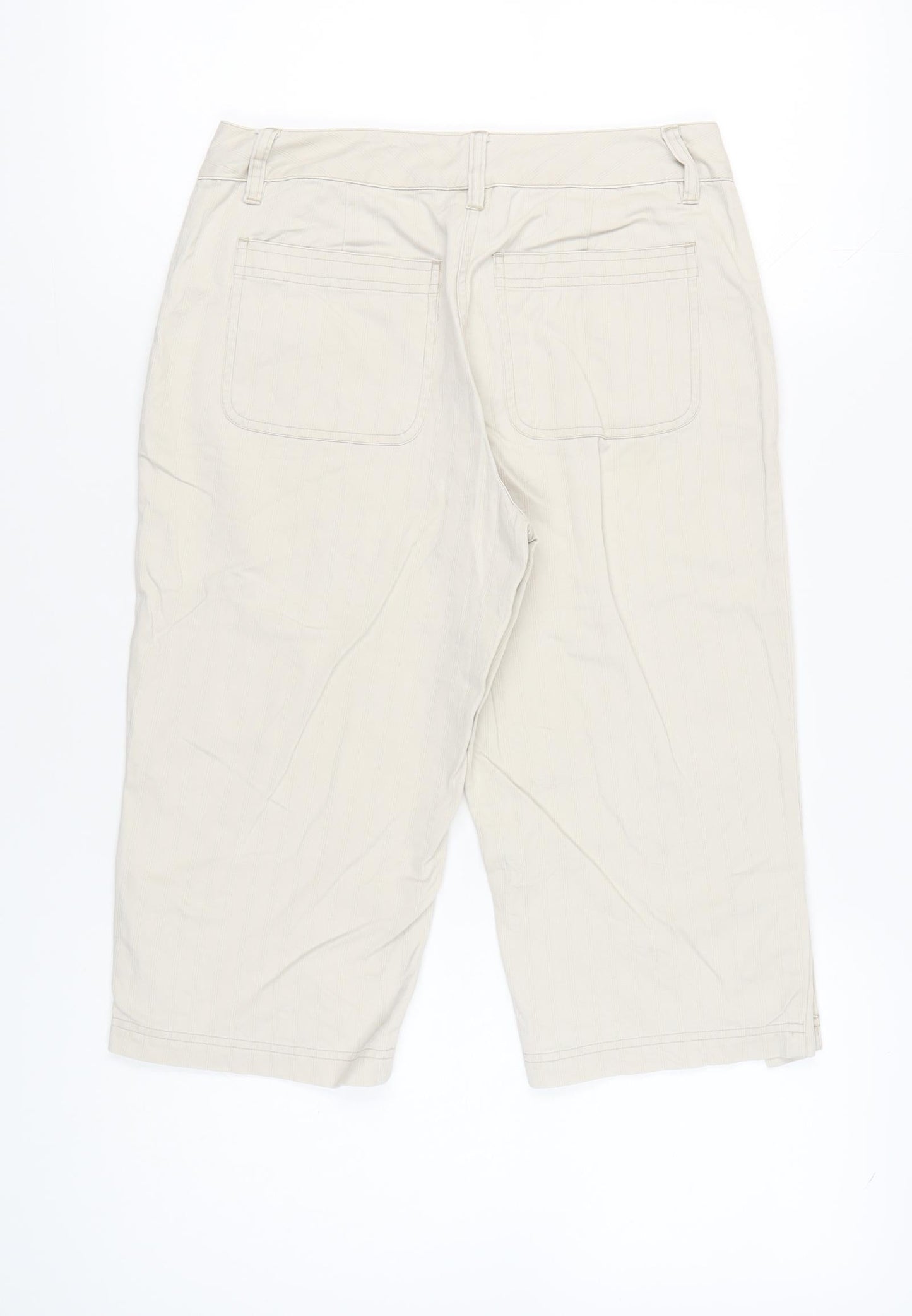 Van Heusen Womens Beige Capri Trousers Size 6 Cotton Casual