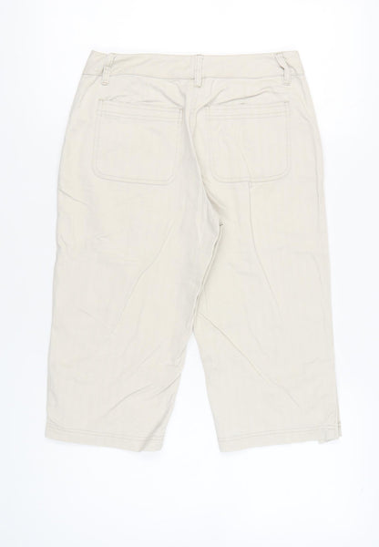 Van Heusen Womens Beige Capri Trousers Size 6 Cotton Casual