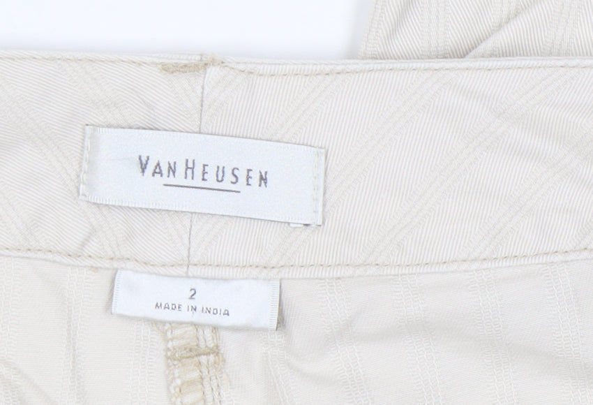 Van Heusen Womens Beige Capri Trousers Size 6 Cotton Casual