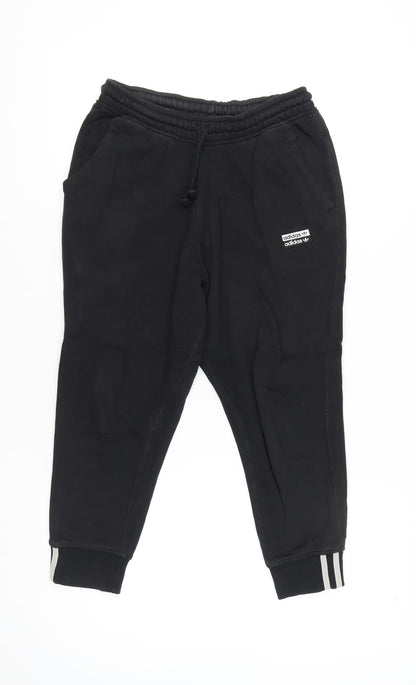 Adidas Womens Black Jogger Sweatpants Size 8 Cotton Blend Activewear