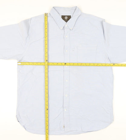 Timberland Men's Blue XL Regular Fit Button-Down Cotton Shirt