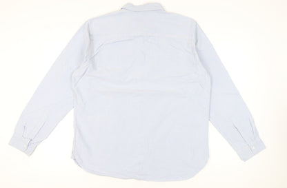 Timberland Men's Blue XL Regular Fit Button-Down Cotton Shirt