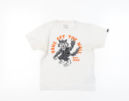 Vans Unisex Kids White Graphic Print Classic Fit Cotton XL T-Shirt