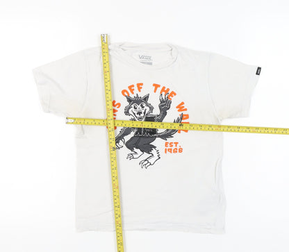 Vans Unisex Kids White Graphic Print Classic Fit Cotton XL T-Shirt