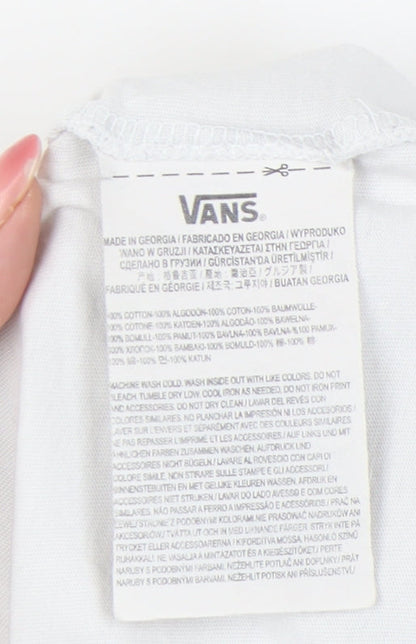 Vans Unisex Kids White Graphic Print Classic Fit Cotton XL T-Shirt