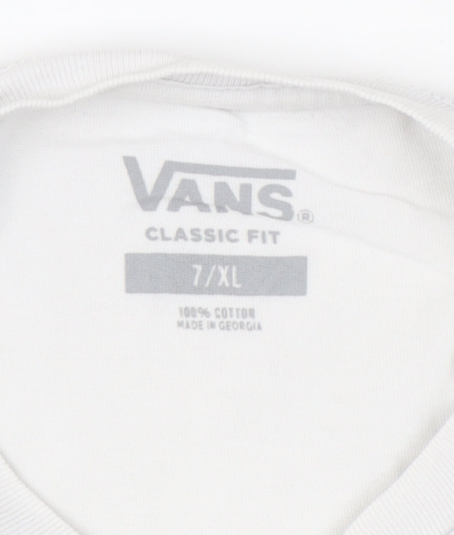 Vans Unisex Kids White Graphic Print Classic Fit Cotton XL T-Shirt