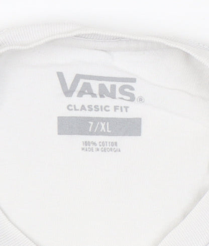 Vans Unisex Kids White Graphic Print Classic Fit Cotton XL T-Shirt