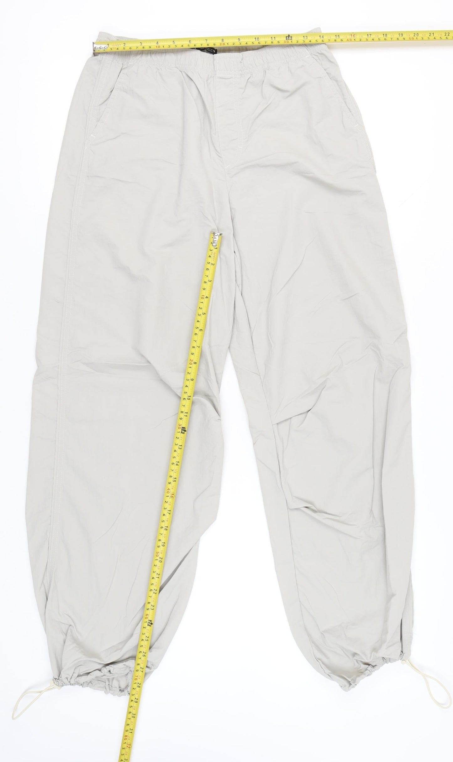 Zara Women Beige Cargo Trousers Size 8 Polyamide Elastic Waist