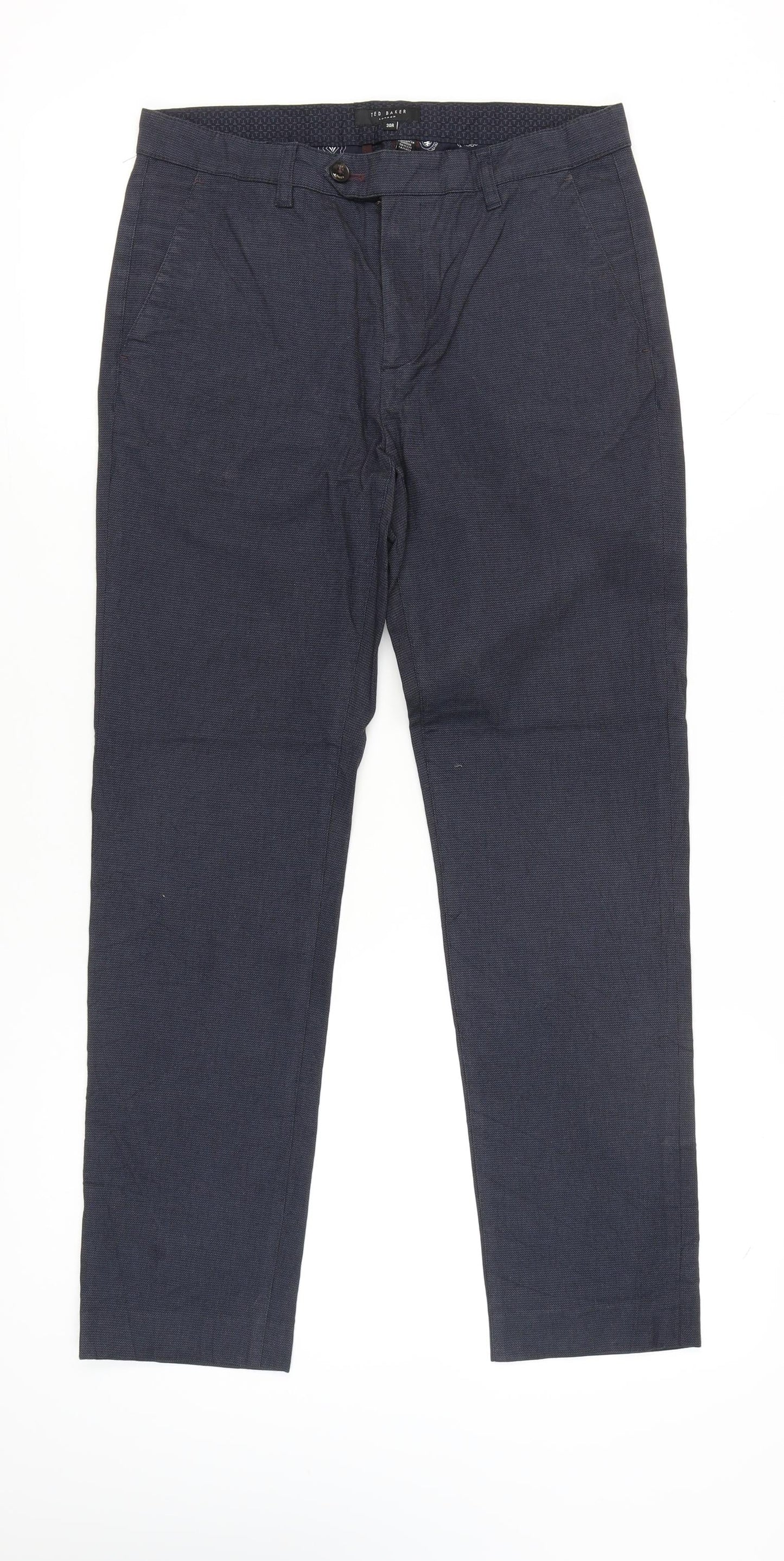 Ted Baker Men's Blue Chino Trousers Size 30R Slim Fit Cotton