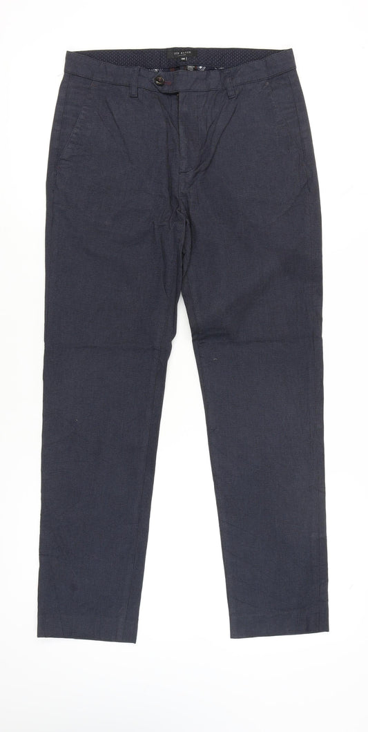 Ted Baker Men's Blue Chino Trousers Size 30R Slim Fit Cotton