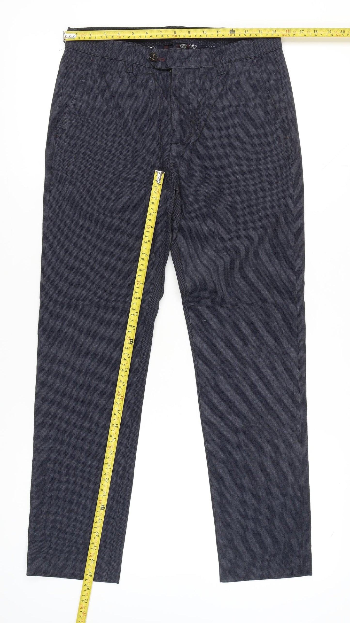 Ted Baker Men's Blue Chino Trousers Size 30R Slim Fit Cotton