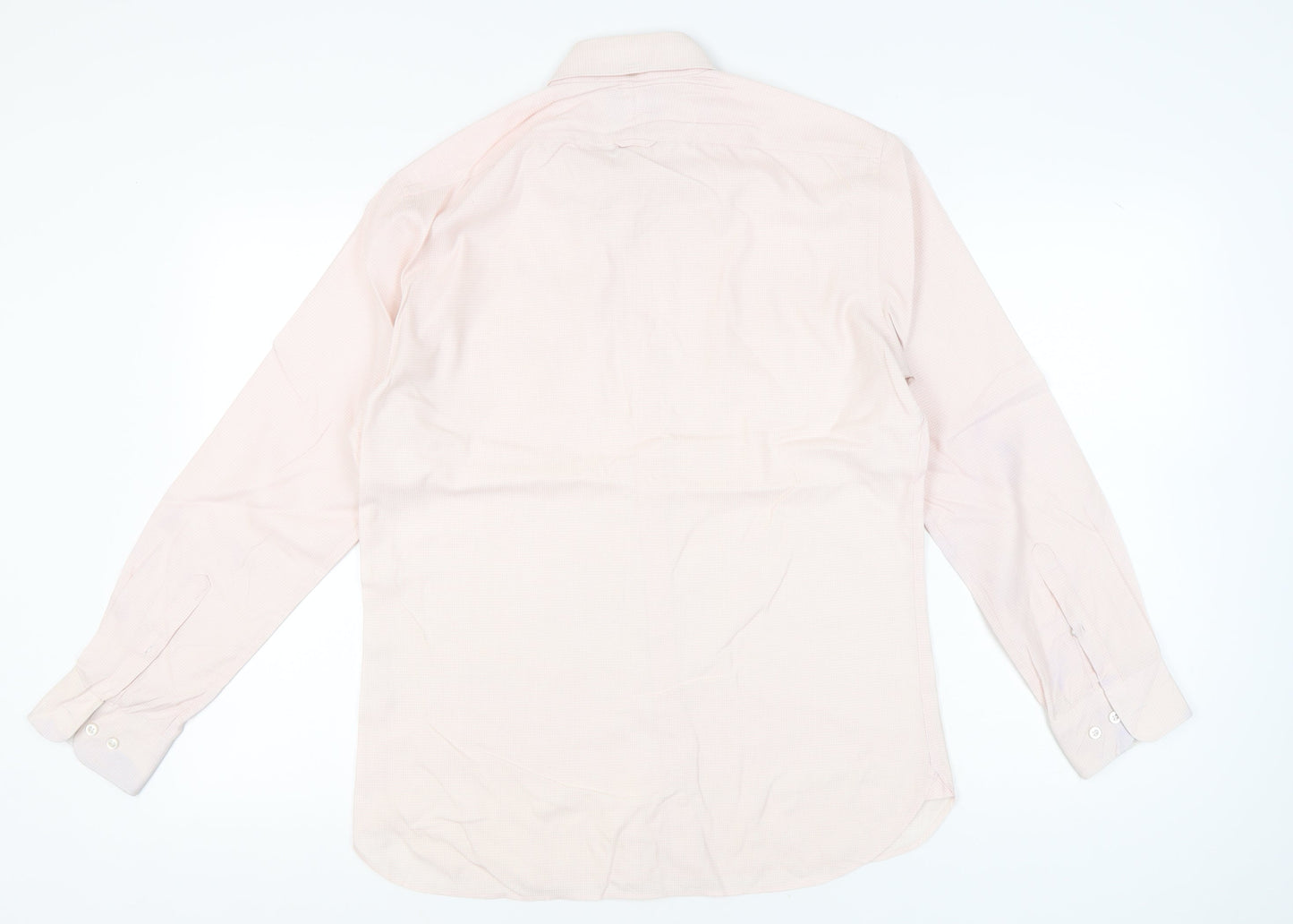T.M. Lewin Men’s Pink Check Shirt M Button Down Collared Long Sleeve