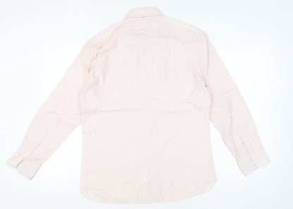 T.M. Lewin Men’s Pink Check Shirt M Button Down Collared Long Sleeve
