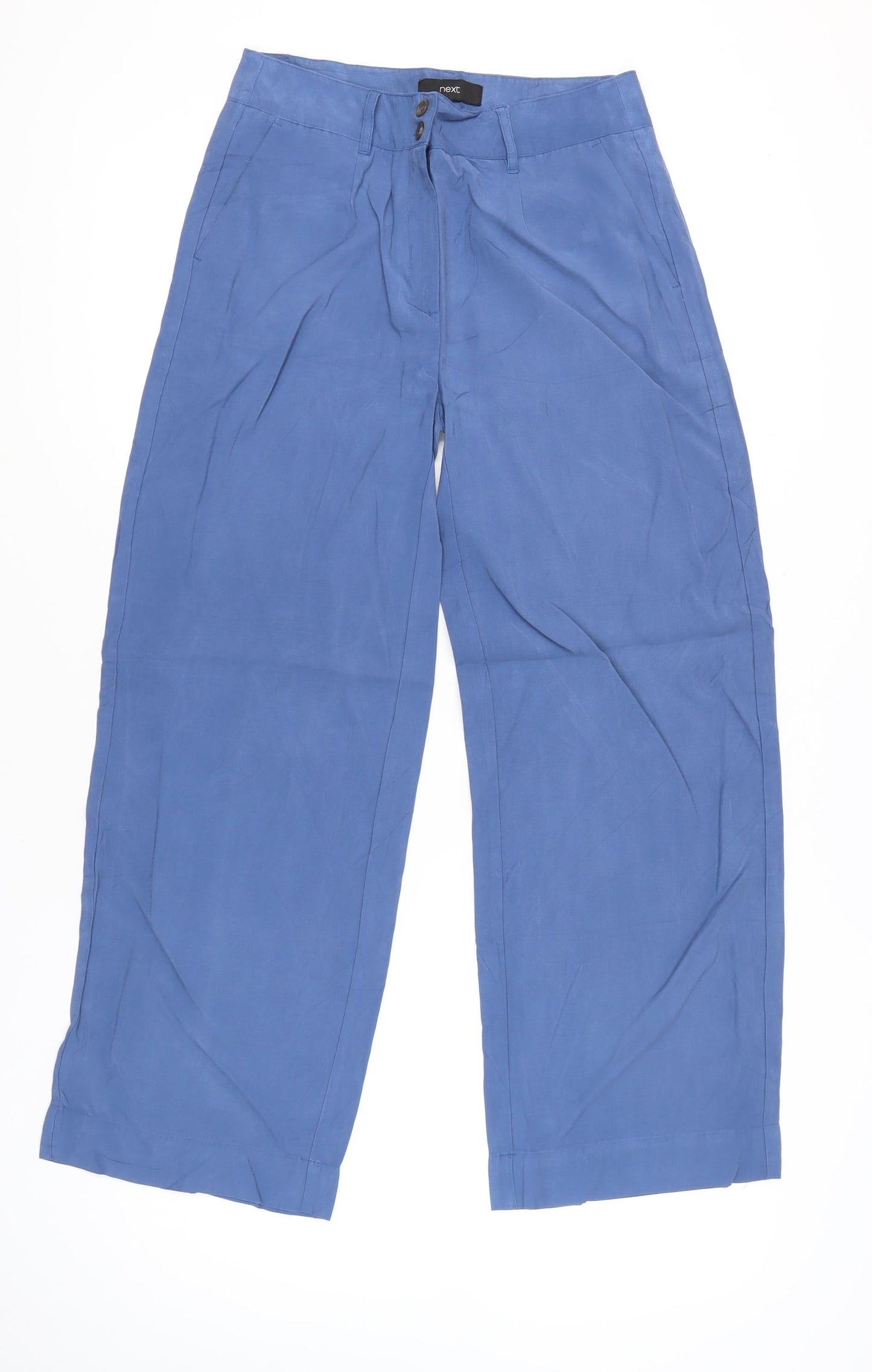 Next Womens Blue Wide Leg Trousers Size 10 Regular Viscose Blend