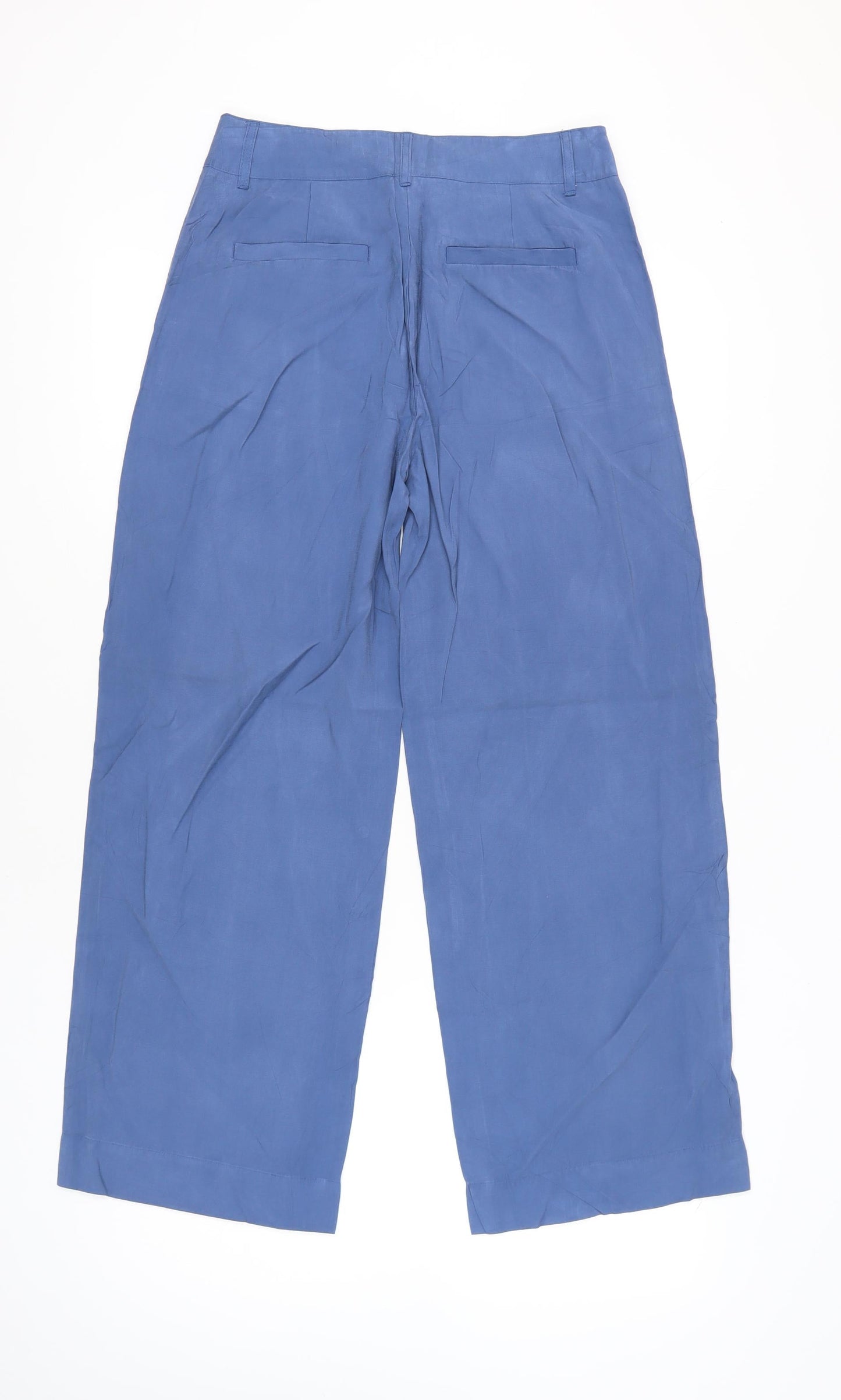 Next Womens Blue Wide Leg Trousers Size 10 Regular Viscose Blend