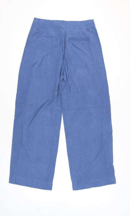 Next Womens Blue Wide Leg Trousers Size 10 Regular Viscose Blend