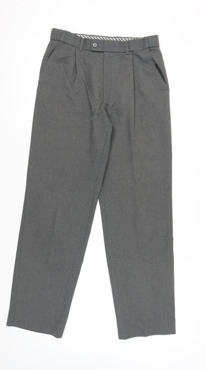 Thomas Nash Men's Grey 30in Waist 31in Leg Pleated Dress Pants