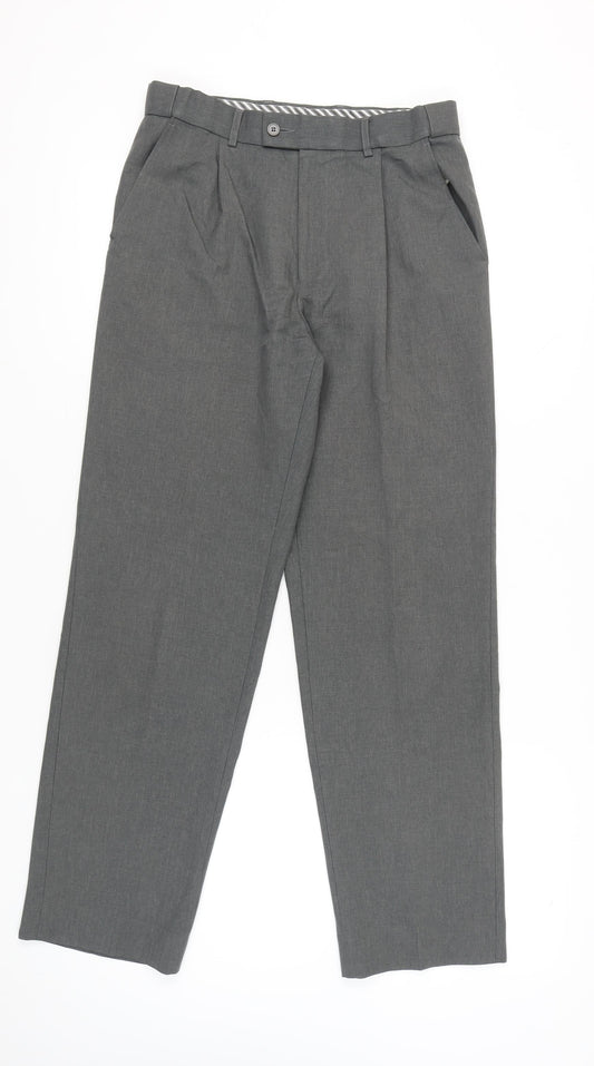 Thomas Nash Men's Grey 30in Waist 31in Leg Pleated Dress Pants