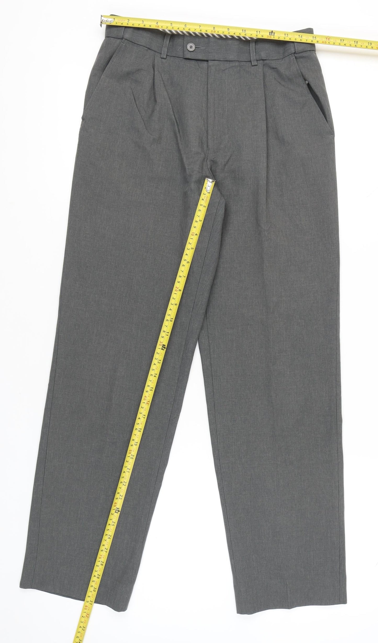 Thomas Nash Men's Grey 30in Waist 31in Leg Pleated Dress Pants