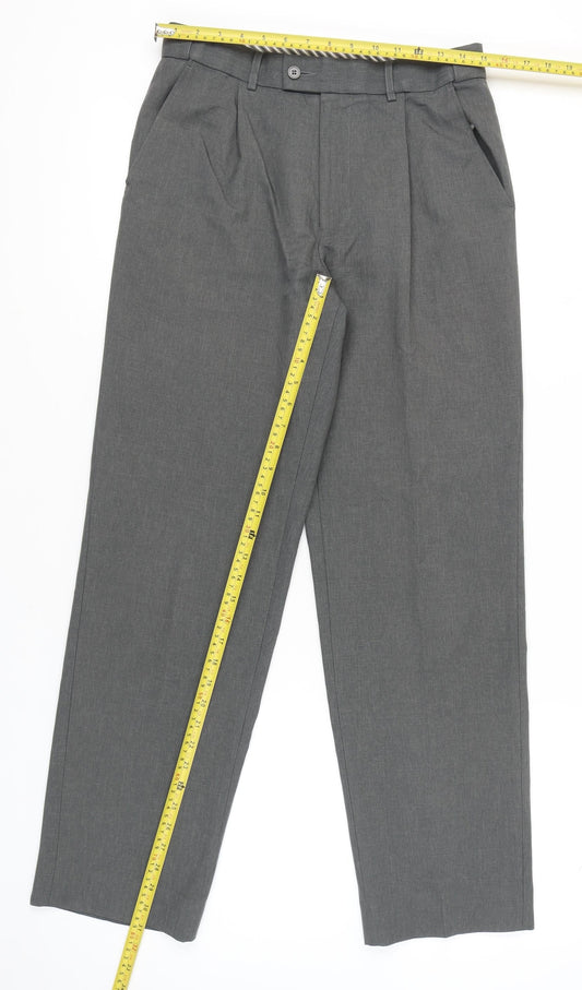 Thomas Nash Men's Grey 30in Waist 31in Leg Pleated Dress Pants