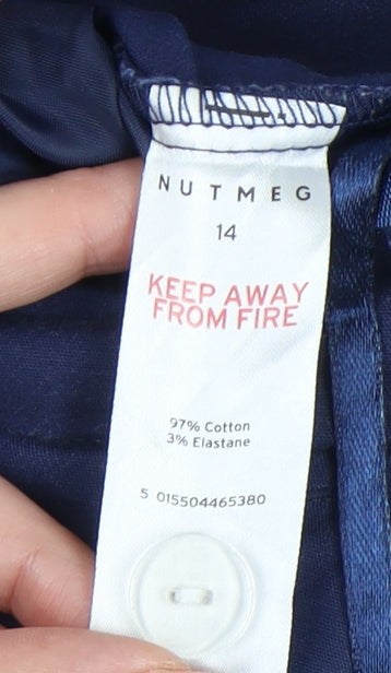 Nutmeg Women’s Blue Chino Trousers Size 14 Cotton Elastane