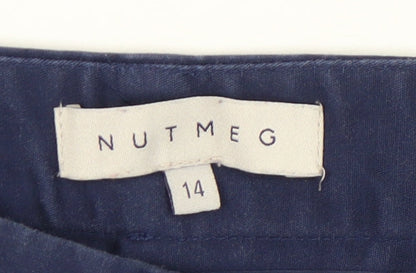 Nutmeg Women’s Blue Chino Trousers Size 14 Cotton Elastane