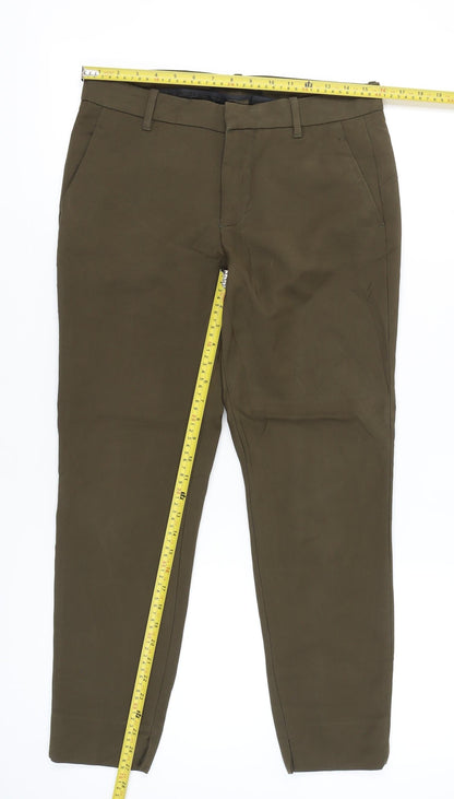 Womens UK Size 2 Zara Slim Fit Chino Green Trousers