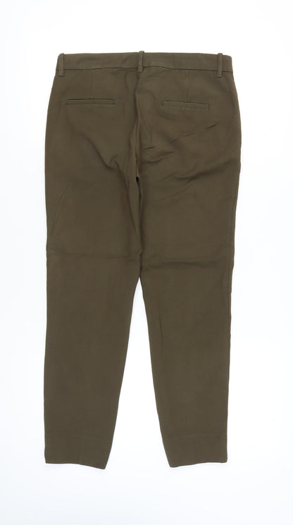 Womens UK Size 2 Zara Slim Fit Chino Green Trousers