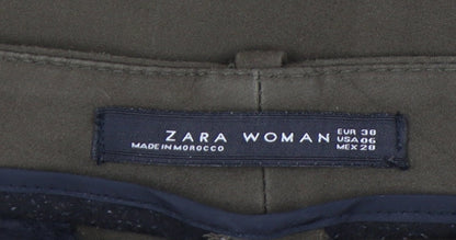 Womens UK Size 2 Zara Slim Fit Chino Green Trousers