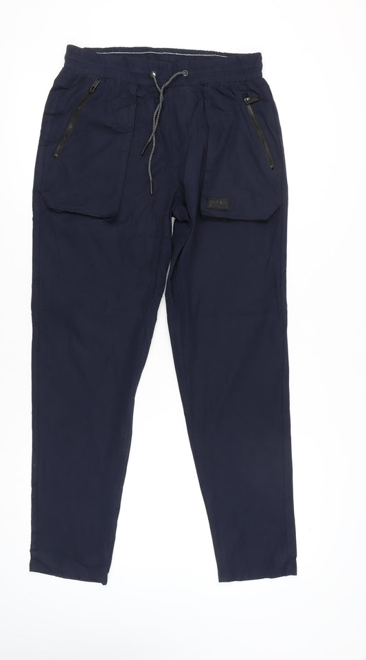 Blend Men’s Blue Cargo Trousers L Regular Fit Polyester