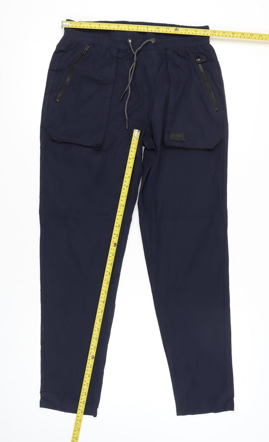 Blend Men’s Blue Cargo Trousers L Regular Fit Polyester