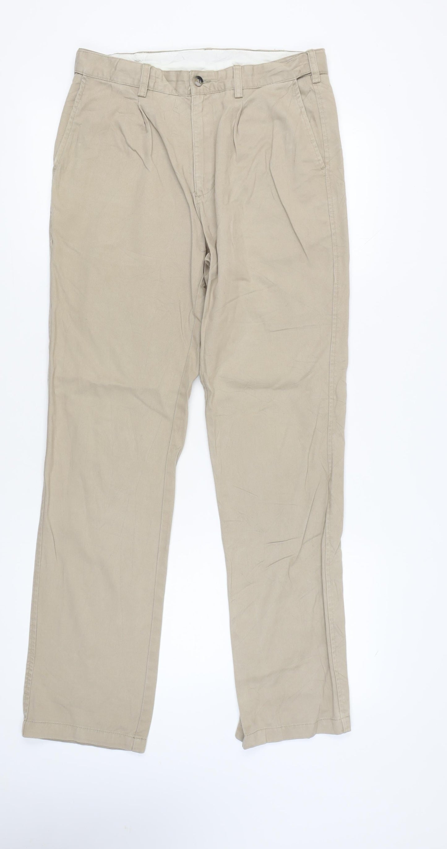 Mens UK Size 32 Cotton Traders Regular Fit Chino Beige Trousers